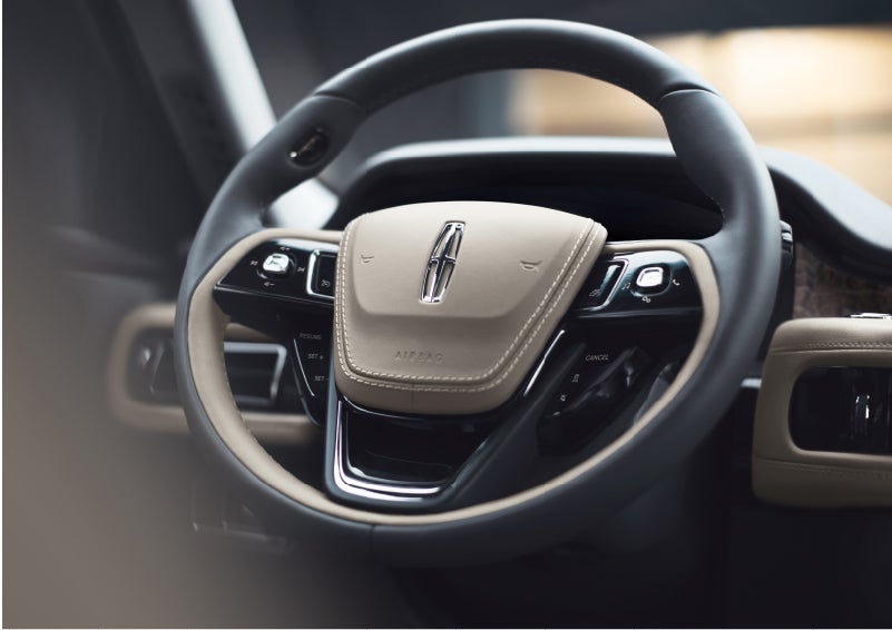 The intuitively placed controls of the steering wheel on a 2023 Lincoln Aviator® SUV | Bondy's Lincoln in Dothan AL