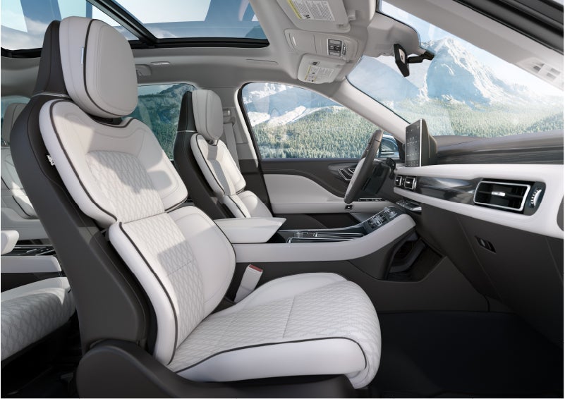 The interior of a Lincoln Aviator® Black Label model is shown in the Chalet theme | Bondy's Lincoln in Dothan AL