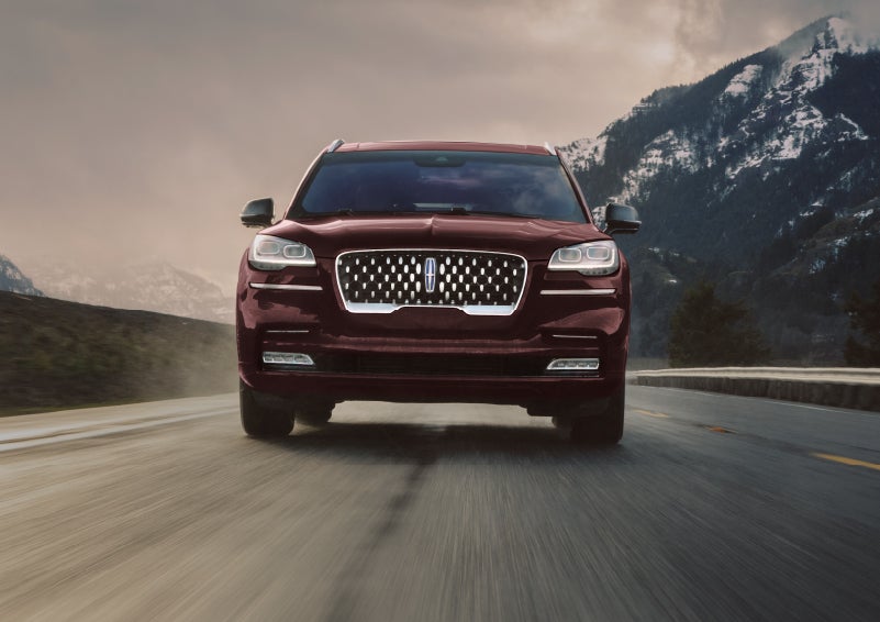 A 2024 Lincoln Aviator® SUV is shown in the Diamond Red exterior color. | Bondy's Lincoln in Dothan AL