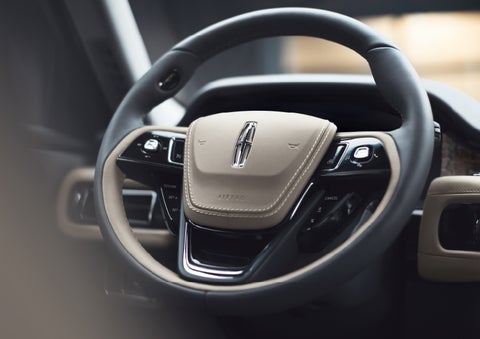 The intuitively placed controls of the steering wheel on a 2024 Lincoln Aviator® SUV | Bondy's Lincoln in Dothan AL